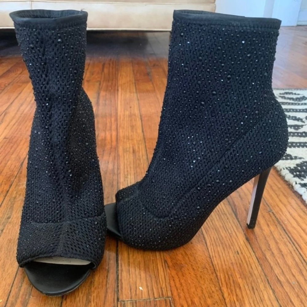 Black jeweled booties